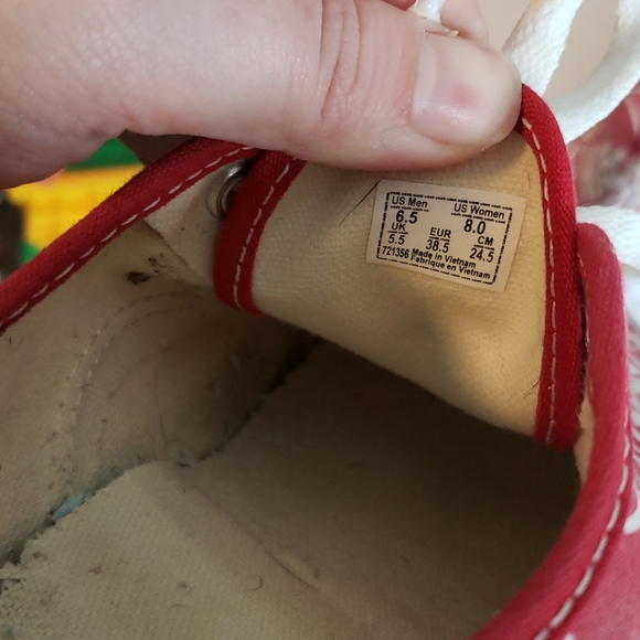 Vans Red & White Sneakers Size 8 - Picture 9 of 11